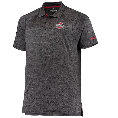 Men's Colosseum Heathered Black Ohio State Buckeyes Big & Tall Down Swing Polo