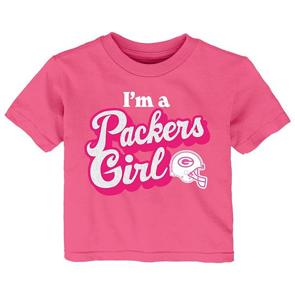 Girls Infant Pink Green Bay Packers Team Girl T-Shirt