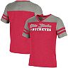 Girls Youth Colosseum Heathered Scarlet Ohio State Buckeyes Aloha Stripe Sleeve Rhinestone V-Neck T-Shirt