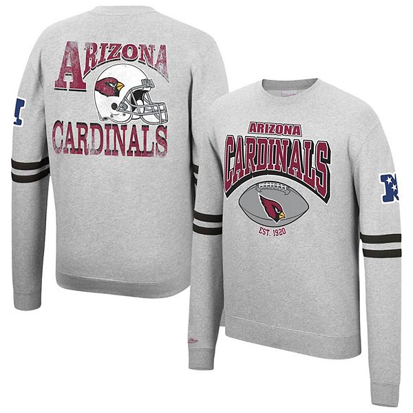 Men's Mitchell & Ness Heathered Gray Arizona Cardinals Allover Print Fleece  Pullover Sweatshirt