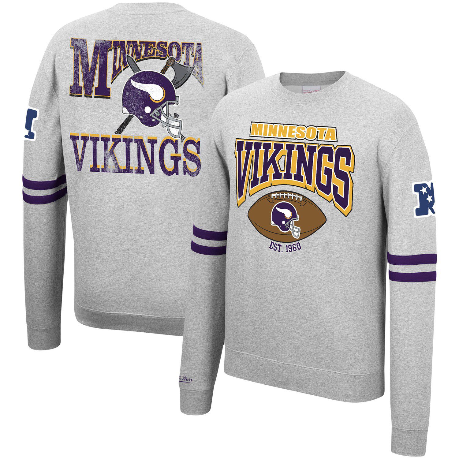 Image for Unbranded Men's Mitchell & Ness Heathered Gray Minnesota Vikings Allover Print Fleece Pullover Sweatshirt at Kohl's.