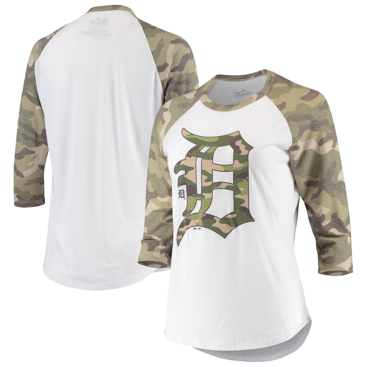 Detroit Tigers Fanatics Branded Backdoor Slider Raglan 3/4-Sleeve T-Shirt -  White/Navy