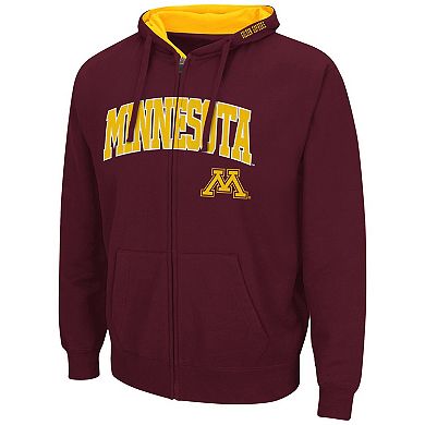 Men's Colosseum Maroon Minnesota Golden Gophers Arch & Logo 3.0 Full-Zip Hoodie
