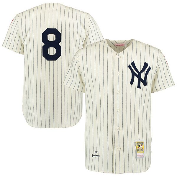 Men's New York Yankees Yogi Berra Mitchell & Ness Cream/Navy Throwback 1951  Authentic Jersey