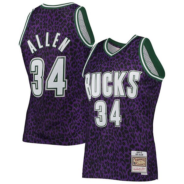 Men's Mitchell & Ness Ray Allen Purple Milwaukee Bucks 2000 Mesh
