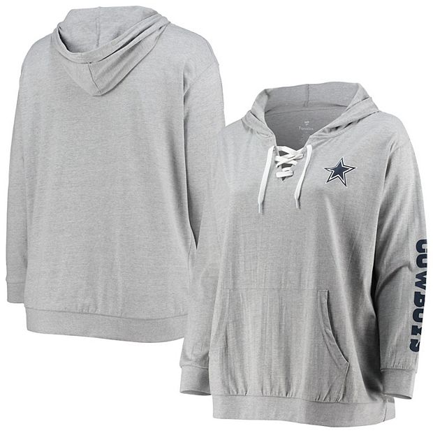 Dallas Cowboys Fanatics Branded Women's Plus Size Lace-Up Pullover Hoodie -  Heathered Gray