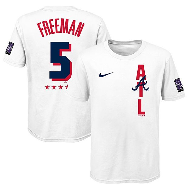 Youth Nike Freddie Freeman White Atlanta Braves 2021 MLB All-Star Game Name  & Number T