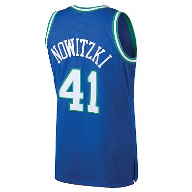 Men's Mitchell & Ness Dirk Nowitzki Blue Dallas Mavericks Hardwood Classics Swingman Jersey