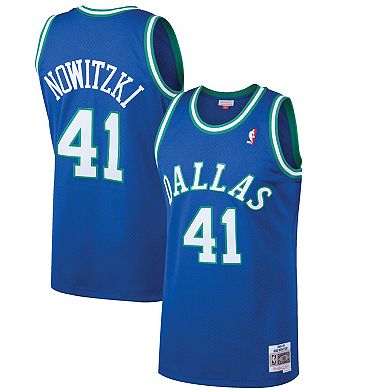 Men's Mitchell & Ness Dirk Nowitzki Blue Dallas Mavericks Hardwood Classics Swingman Jersey