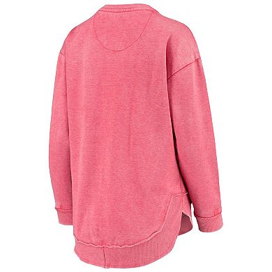 Women's Pressbox Red Wisconsin Badgers Vintage Wash Pullover Sweatshirt