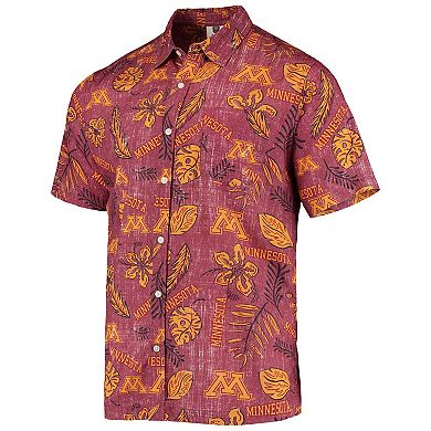 Men's Wes & Willy Maroon Minnesota Golden Gophers Vintage Floral Button-Up Shirt