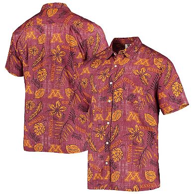 Men's Wes & Willy Maroon Minnesota Golden Gophers Vintage Floral Button-Up Shirt