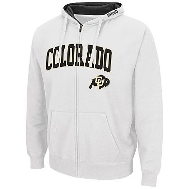 Men's Colosseum White Colorado Buffaloes Arch & Logo 3.0 Full-Zip Hoodie