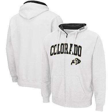 Men's Colosseum White Colorado Buffaloes Arch & Logo 3.0 Full-Zip Hoodie