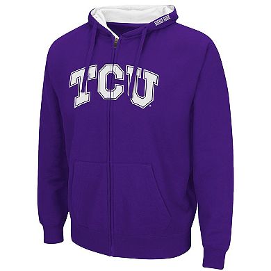 Men's Colosseum Purple TCU Horned Frogs Arch & Logo 3.0 Full-Zip Hoodie