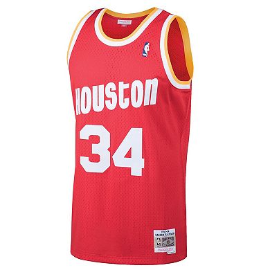 Men's Mitchell & Ness Hakeem Olajuwon Red Houston Rockets Hardwood Classics Swingman Jersey