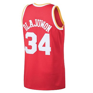 Men's Mitchell & Ness Hakeem Olajuwon Red Houston Rockets Hardwood Classics Swingman Jersey