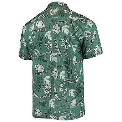 Men's Wes & Willy Green Michigan State Spartans Vintage Floral Button-Up Shirt