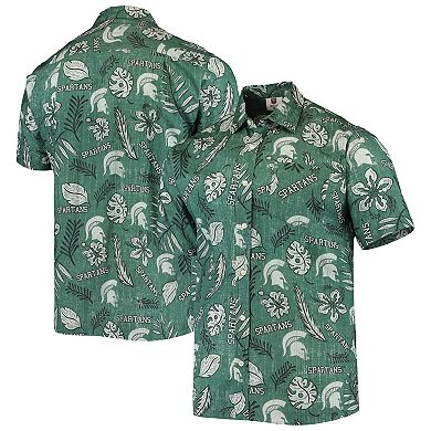 Men's Wes & Willy Green Michigan State Spartans Vintage Floral Button-Up Shirt