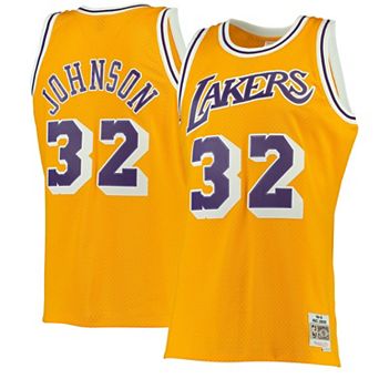 Men's Mitchell & Ness Magic Johnson Gold Los Angeles Lakers Hardwood Classics Swingman Jersey