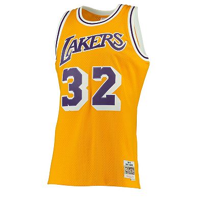Men's Mitchell & Ness Magic Johnson Gold Los Angeles Lakers Hardwood Classics Swingman Jersey