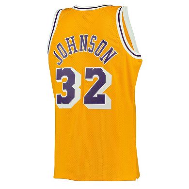 Men's Mitchell & Ness Magic Johnson Gold Los Angeles Lakers Hardwood Classics Swingman Jersey