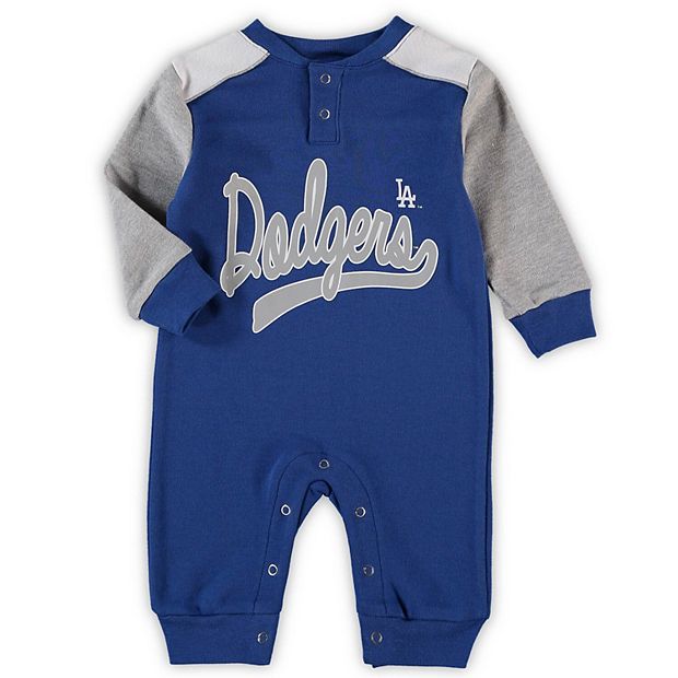 Newborn & Infant Royal/Heathered Gray Los Angeles Dodgers Scrimmage Long  Sleeve Jumper