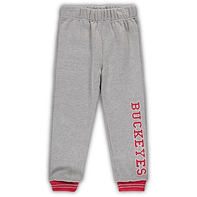 Toddler Colosseum Scarlet/Heathered Gray Ohio State Buckeyes Poppies Hoodie and Sweatpants Set