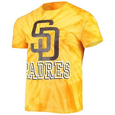 Men's Stitches Gold San Diego Padres Spider Tie-Dye T-Shirt