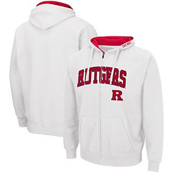 Men's Colosseum White Rutgers Scarlet Knights Arch & Logo 3.0 Full-Zip Hoodie