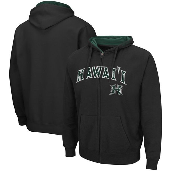 Men's Colosseum Black Hawaii Warriors Arch u0026 Logo 3.0 Full-Zip Hoodie