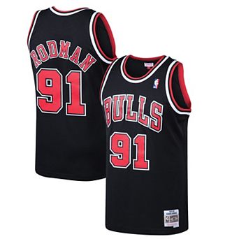 Men's Mitchell & Ness Dennis Rodman Black Chicago Bulls 1997-98 Hardwood Classics Swingman Jersey