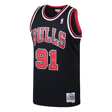 Men's Mitchell & Ness Dennis Rodman Black Chicago Bulls 1997-98 Hardwood Classics Swingman Jersey