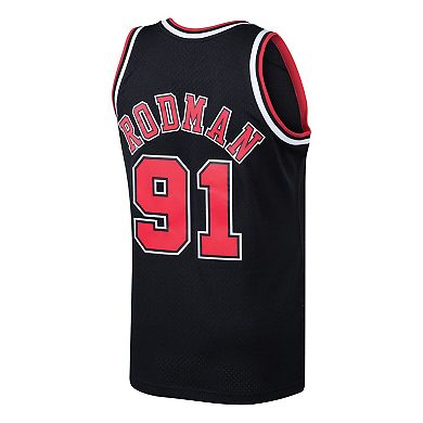 Men's Mitchell & Ness Dennis Rodman Black Chicago Bulls 1997-98 Hardwood Classics Swingman Jersey
