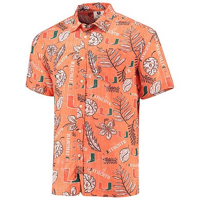 Men's Wes & Willy Orange Miami Hurricanes Vintage Floral Button-Up Shirt