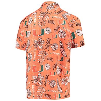 Men's Wes & Willy Orange Miami Hurricanes Vintage Floral Button-Up Shirt