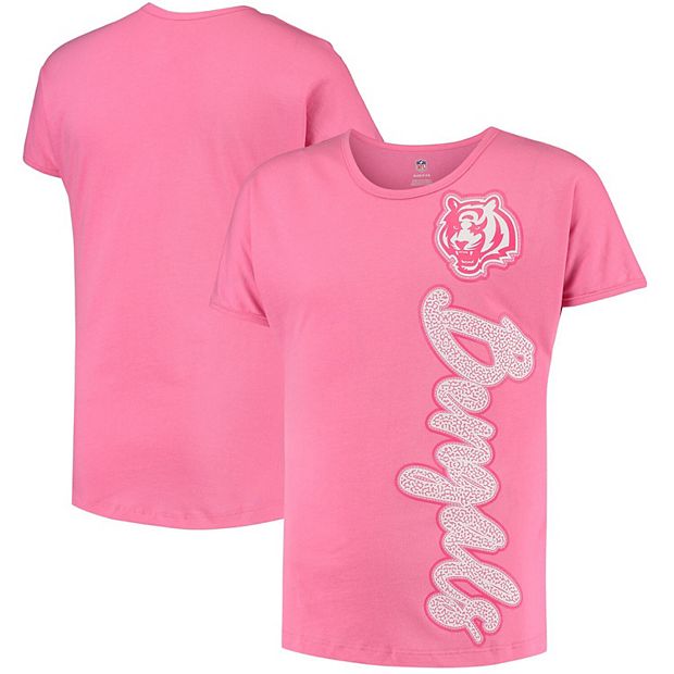 Girls Youth Pink Cincinnati Bengals Chenille Champ T-Shirt