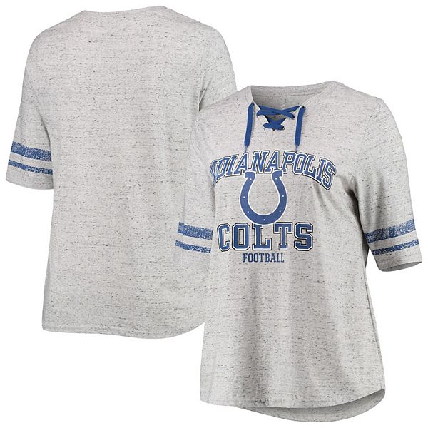 Profile Women's Heather Gray Indianapolis Colts Plus Size Lace-Up V-Neck T-Shirt at Nordstrom, Size 3X