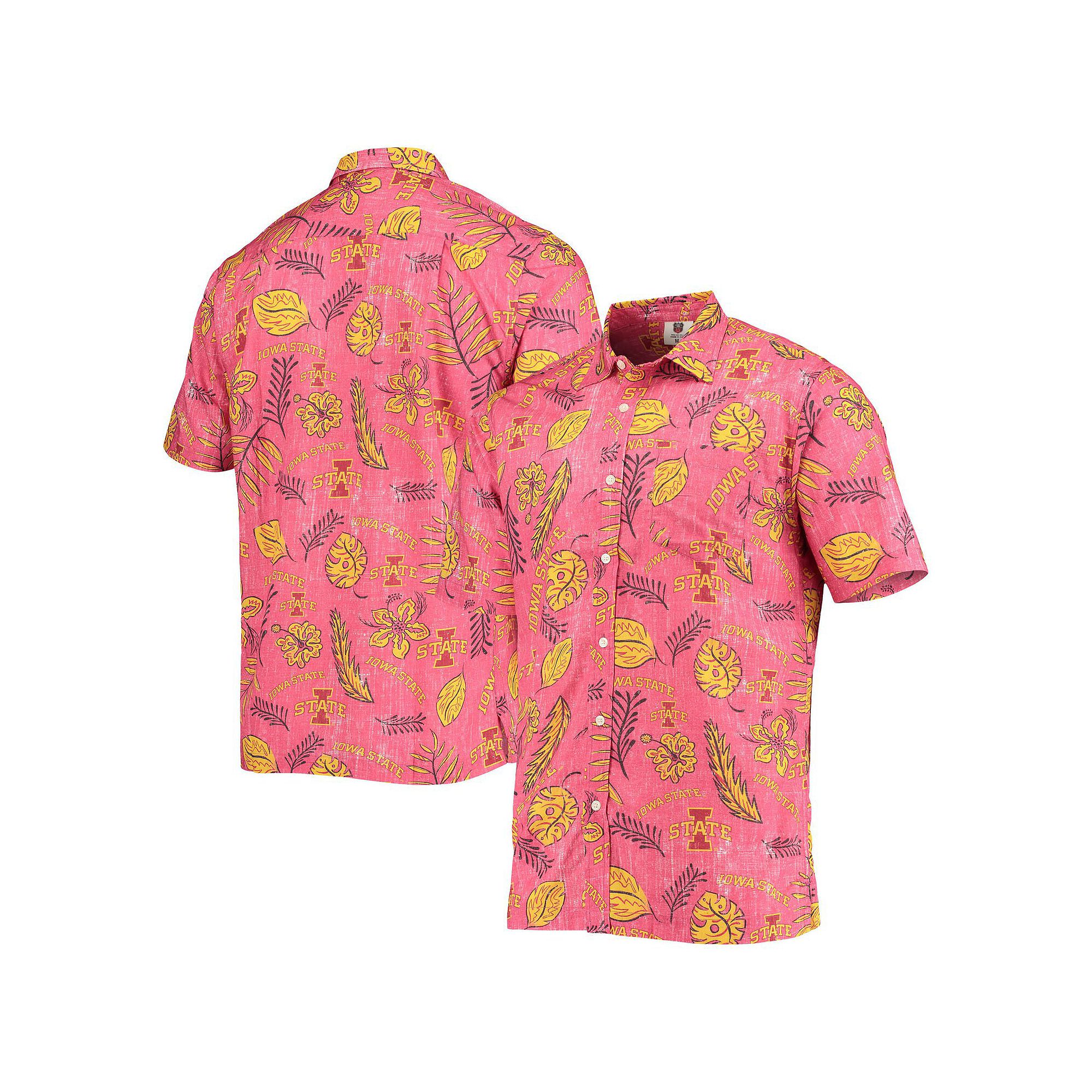 Mens Wes & Willy Cardinal Iowa State Cyclones Vintage Floral Button-Up Shi