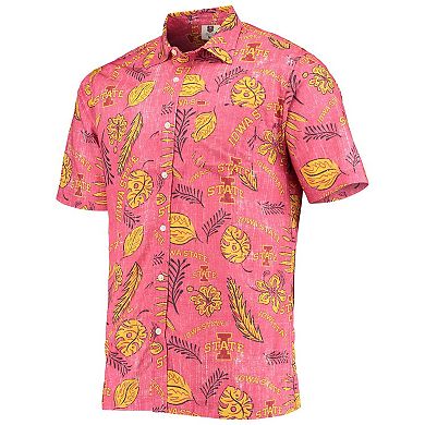 Men's Wes & Willy Cardinal Iowa State Cyclones Vintage Floral Button-Up Shirt