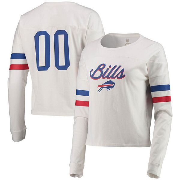 Juniors Buffalo Bills White Carli Crop Long Sleeve T-Shirt