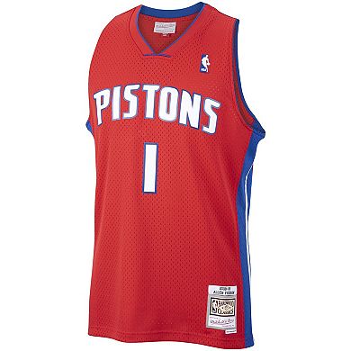 Men's Mitchell & Ness Allen Iverson Red Detroit Pistons Hardwood Classics Swingman Jersey