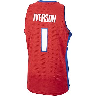Men's Mitchell & Ness Allen Iverson Red Detroit Pistons Hardwood Classics Swingman Jersey