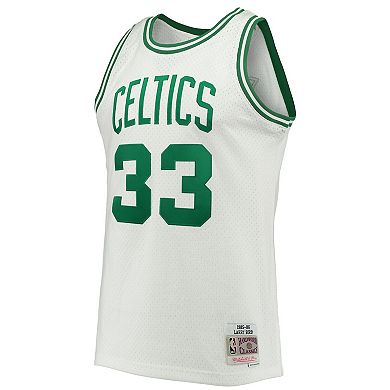 Men's Mitchell & Ness Larry Bird White Boston Celtics 1985-86 Hardwood ...