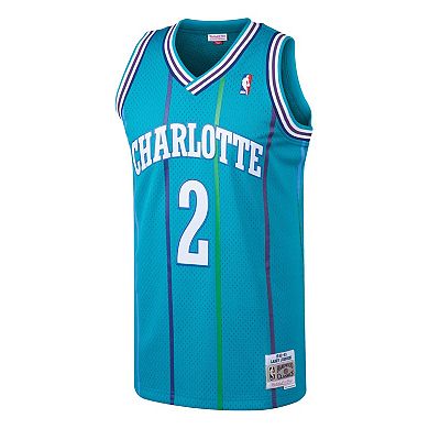 Men's Mitchell & Ness Larry Johnson Teal Charlotte Hornets Hardwood Classics Swingman Jersey