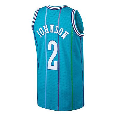 Men's Mitchell & Ness Larry Johnson Teal Charlotte Hornets Hardwood Classics Swingman Jersey