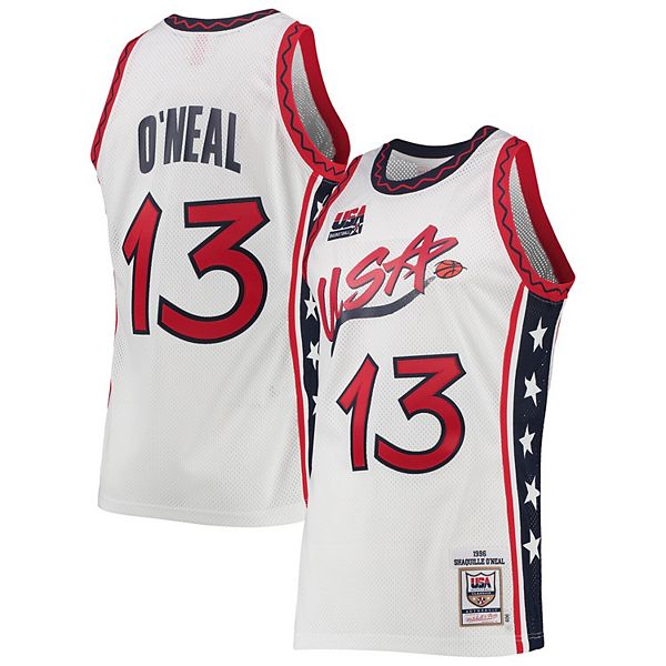 Men's Mitchell & Ness Shaquille O'Neal White USA Basketball 1996