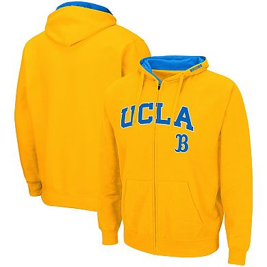 Men's Colosseum Gold UCLA Bruins Arch & Logo 3.0 Full-Zip Hoodie