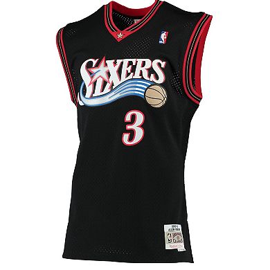 Men's Mitchell & Ness Allen Iverson Black Philadelphia 76ers Hardwood Classics Swingman Jersey