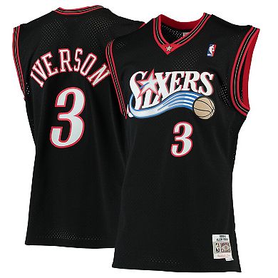 Men's Mitchell & Ness Allen Iverson Black Philadelphia 76ers Hardwood Classics Swingman Jersey